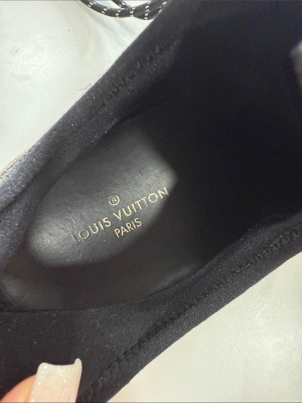 Louis Vuitton Men's Grey & Black Suede Leather Sneakers - Picture 3 of 6
